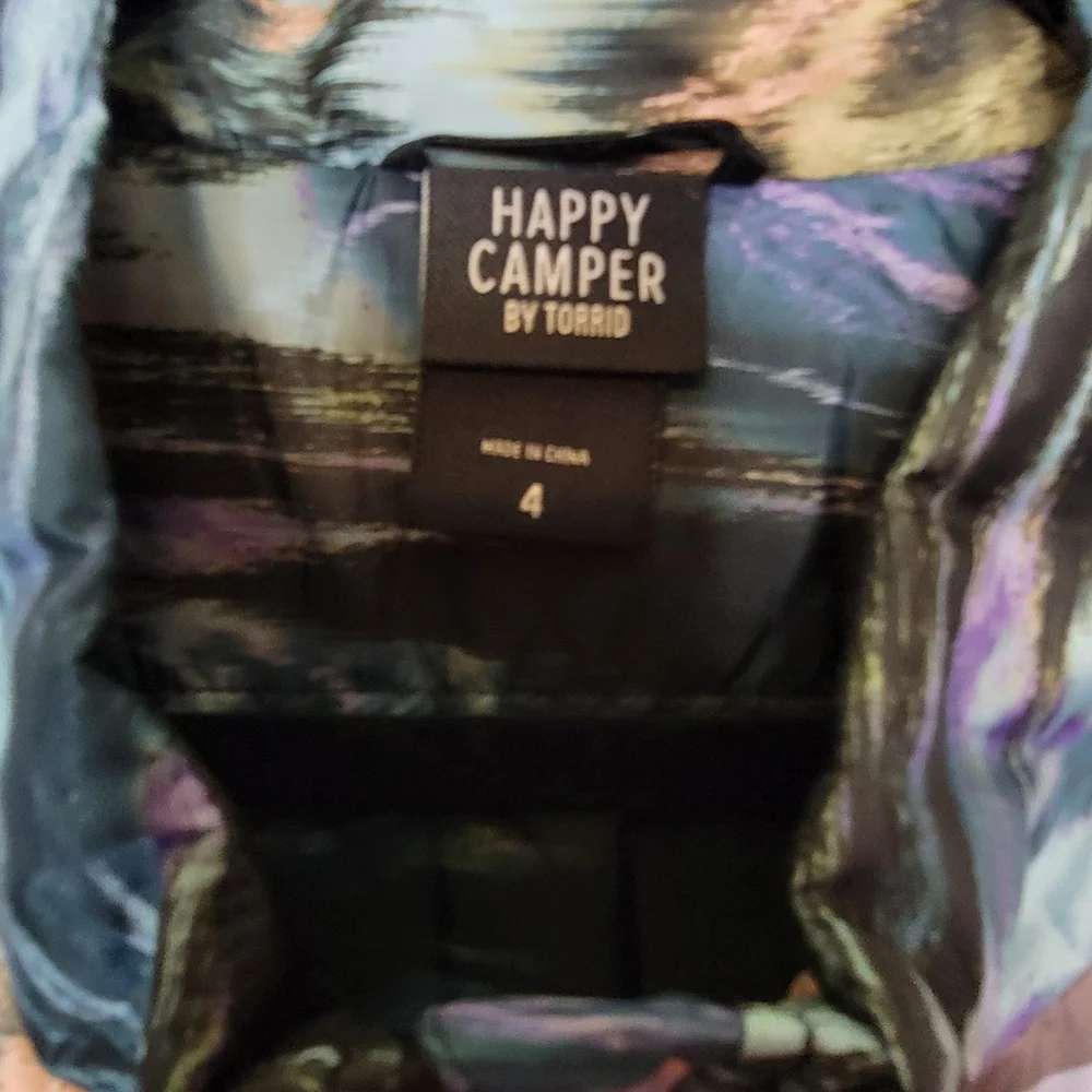 #570- TORRID- Happy Camper Multicolor Abstract Active Jacket. Sz.26W - Picture 3 of 7